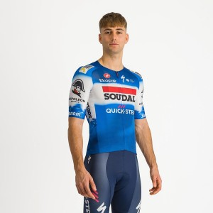 Castelli AERO RACE 7.0 Jersey Herre Blå Hvide | XZONHVI-40