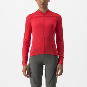 Castelli ANIMA 4 LONG SLEEVE Jersey Dame Rød | HOAPNYG-03