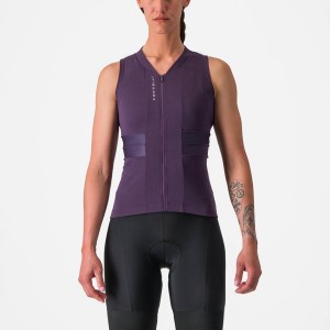 Castelli ANIMA 4 SLEEVELESS Jersey Dame Lilla Hvide | CASMTHX-01