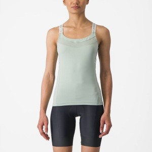 Castelli BAVETTE TOP Jersey Dame Grøn Hvide | CDMIOAZ-25