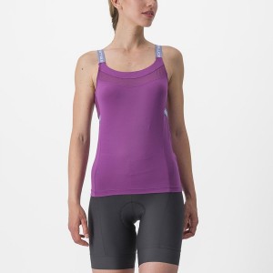 Castelli BAVETTE TOP Jersey Dame Lilla Hvide | IDZCQKG-59