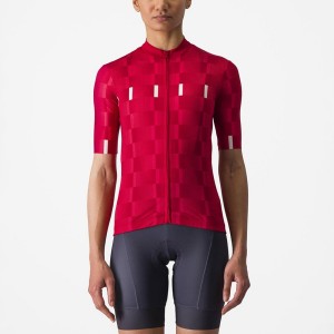 Castelli DIMENSIONE Jersey Dame Rød Hvide | HWJBAGF-82