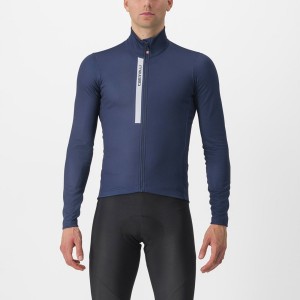 Castelli ENTRATA THERMAL Jersey Herre Blå Sølv Grå | MVHXSDN-62