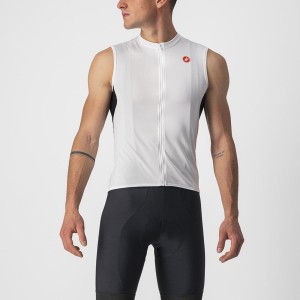 Castelli ENTRATA VI SLEEVELESS Jersey Herre Hvide Sort Rød | ARLBQUH-49