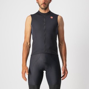 Castelli ENTRATA VI SLEEVELESS Jersey Herre Sort Lysegrå Blå | SLYZHNB-06