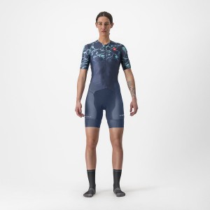 Castelli FREE SANREMO 2 W SHORT SLEEVE Jakkesæt Dame Blå Lyseturkis | UJEGPRK-41