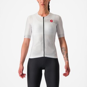 Castelli FREE SPEED 2 W RACE TOP Jakkesæt Dame Hvide Sort | QZJGFOD-04