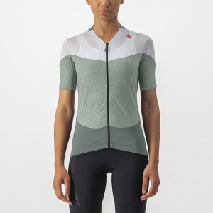 Castelli GRADIENT COLOR BLOCK Jersey Dame Grøn Hvide | VRPIAYX-42