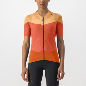 Castelli GRADIENT COLOR BLOCK Jersey Dame Dyb Rød Orange Orange | WXZRJTP-21