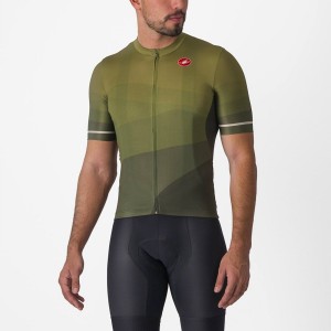 Castelli ORIZZONTE Jersey Herre Dyb Grøn Olivengrøn Sølv | XRUBMKH-92