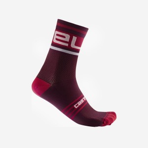 Castelli PROLOGO 15 Sokker Herre Bordeaux Hvide | GSJWUTP-09