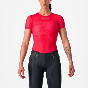 Castelli PRO MESH W SHORT SLEEVE Baselag Dame Rød | XQHPUKM-49