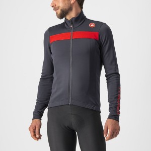 Castelli PURO 3 FZ Jersey Herre Mørkegrå Rød | SNXOPEL-69