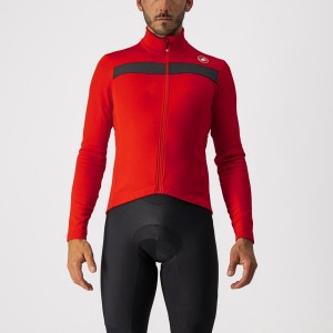 Castelli PURO 3 FZ Jersey Herre Rød Sort | HPCXSZF-52