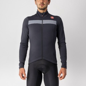 Castelli PURO 3 FZ Jersey Herre Sort Sølv | TBOPLXW-12