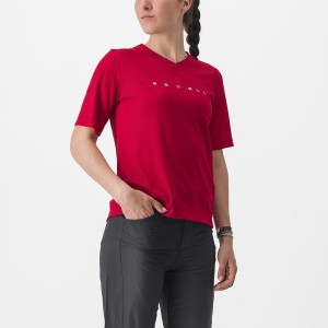 Castelli TRAIL TECH 2 W TEE Jersey Dame Mørkerød | ZBHVRQW-42