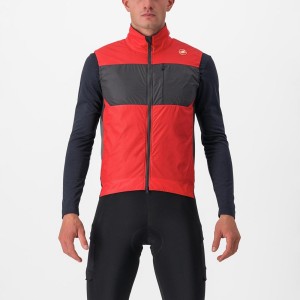 Castelli UNLIMITED PUFFY Vest Herre Rød Mørkegrå | JZUGBNX-82