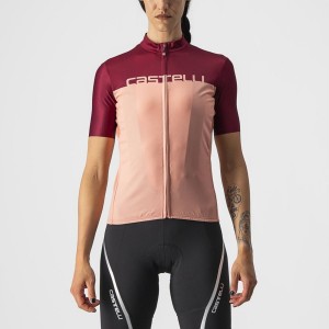 Castelli VELOCISSIMA Jersey Dame Lyserød Bordeaux | IJCOYEG-70