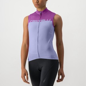 Castelli VELOCISSIMA SLEEVELESS Jersey Dame Lilla Hvide | MNDPXJI-89