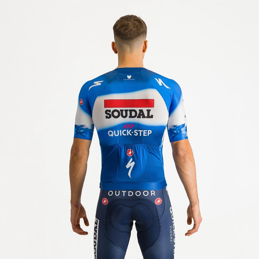 Castelli AERO RACE 7.0 Jersey Herre Blå Hvide | XZONHVI-40