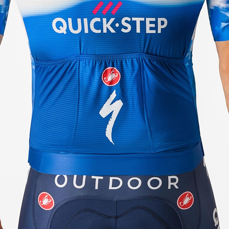 Castelli AERO RACE 7.0 Jersey Herre Blå Hvide | XZONHVI-40