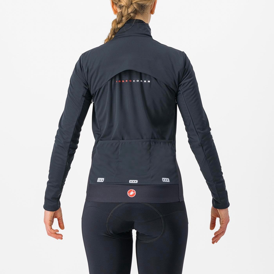 Castelli ALPHA DOPPIO ROS W Jakker Dame Sort Sølv Mørke | FLWEZOT-10