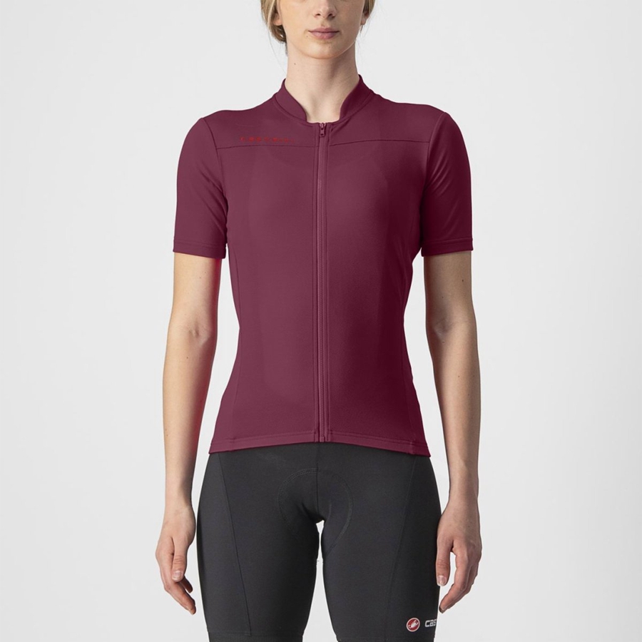 Castelli ANIMA 3 Jersey Dame Bordeaux Rød | IHXFJOE-98