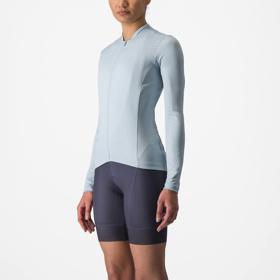 Castelli ANIMA 4 LONG SLEEVE Jersey Dame Blå | CMVEOJI-15