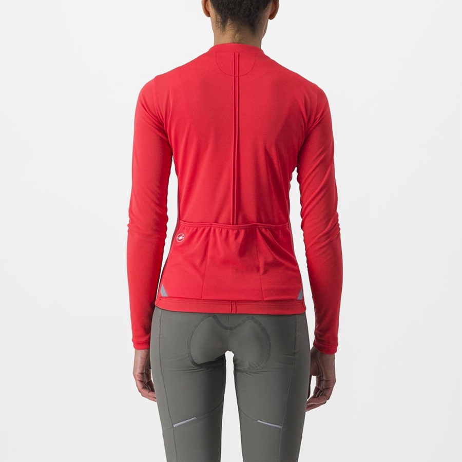 Castelli ANIMA 4 LONG SLEEVE Jersey Dame Rød | HOAPNYG-03