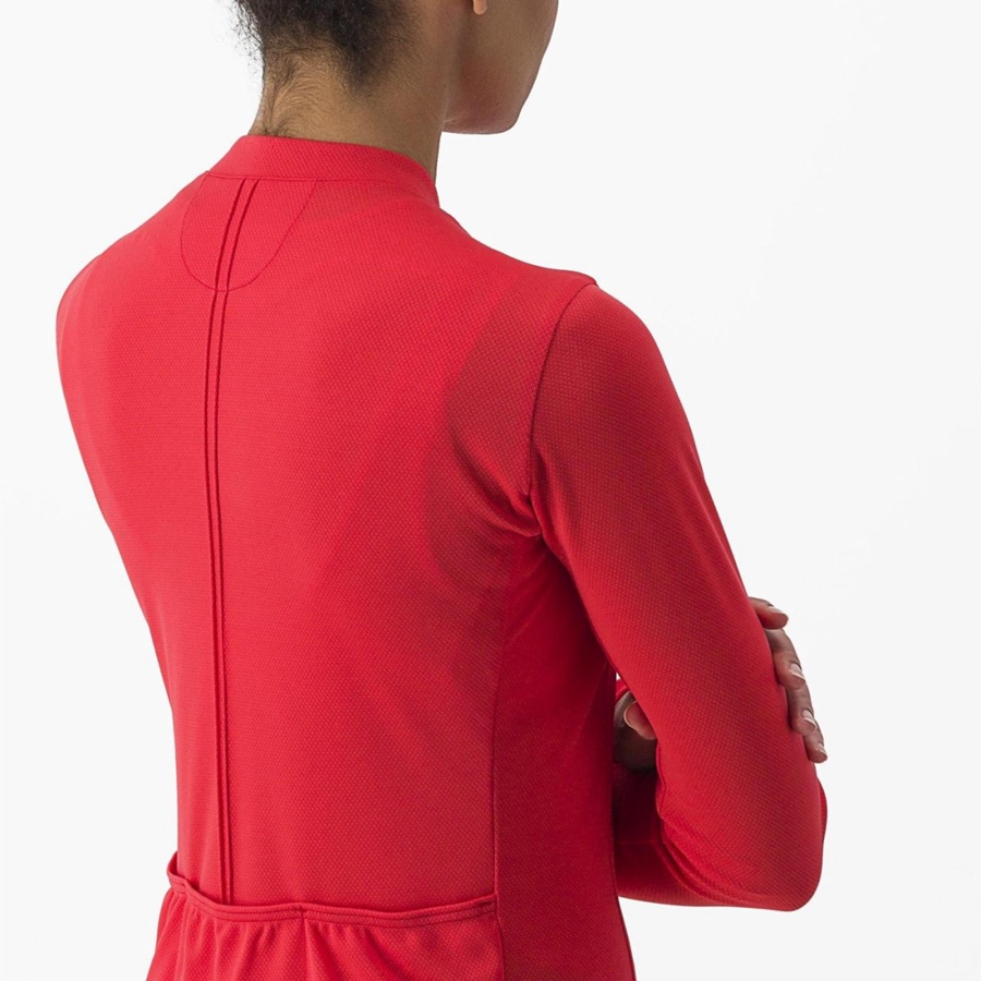 Castelli ANIMA 4 LONG SLEEVE Jersey Dame Rød | HOAPNYG-03