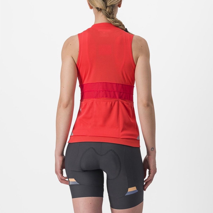 Castelli ANIMA 4 SLEEVELESS Jersey Dame Orange | OHDJUAN-45