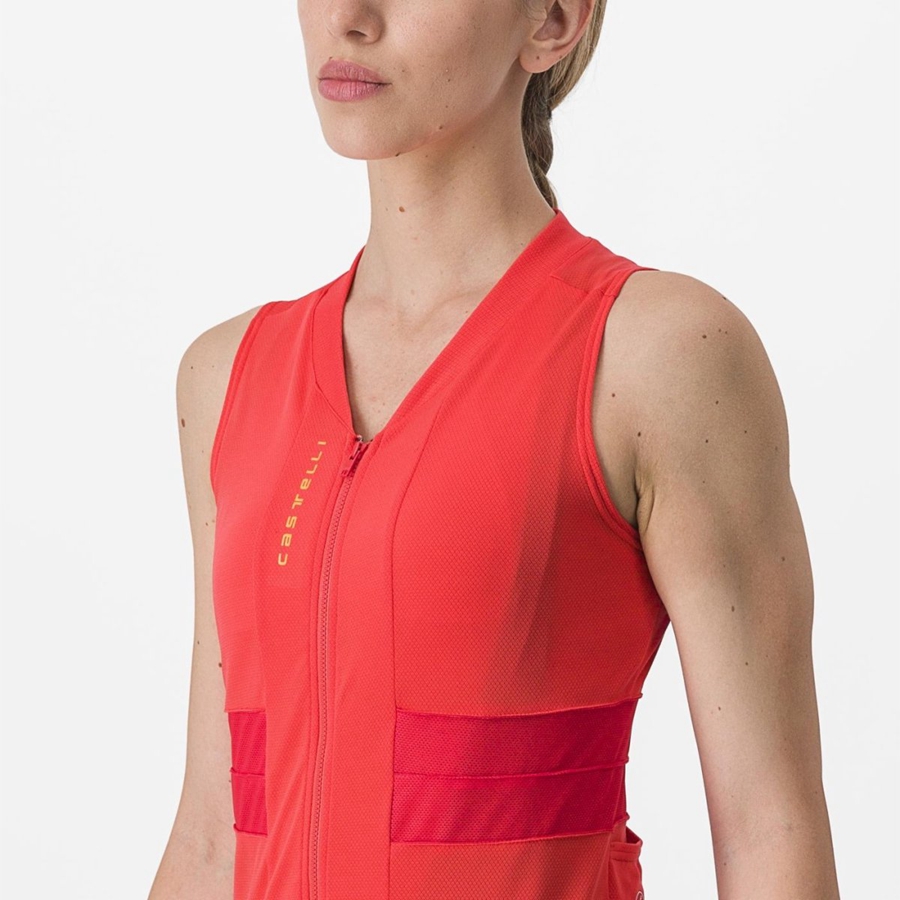 Castelli ANIMA 4 SLEEVELESS Jersey Dame Orange | OHDJUAN-45