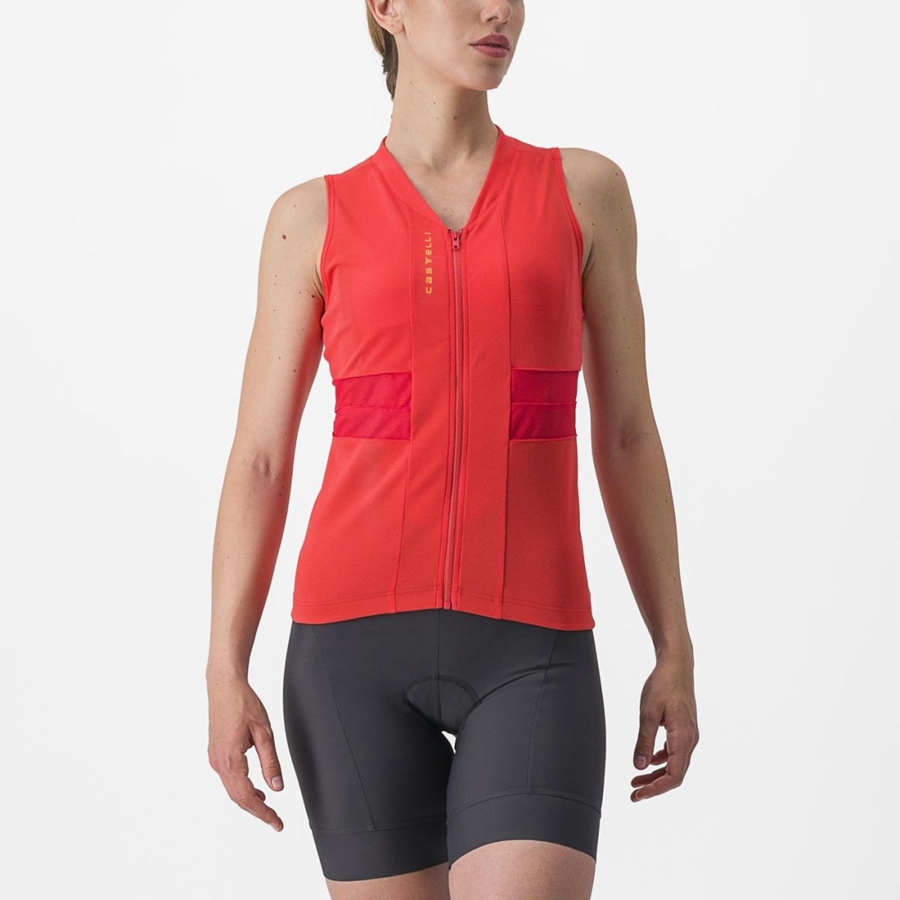 Castelli ANIMA 4 SLEEVELESS Jersey Dame Orange | OHDJUAN-45