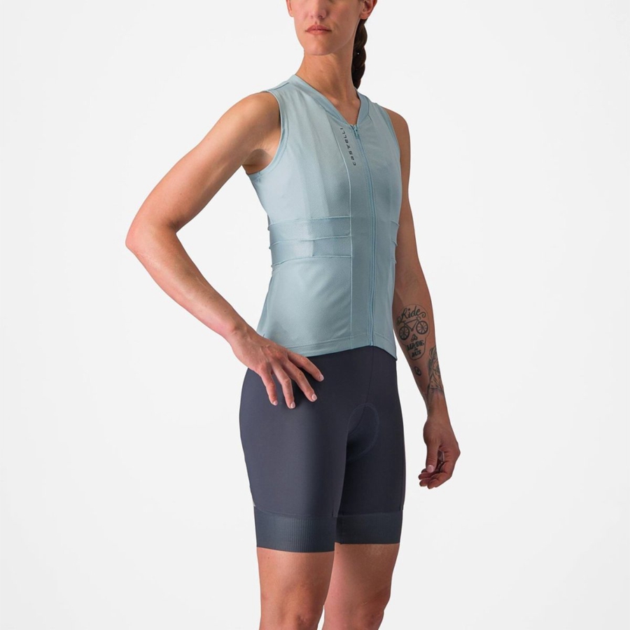 Castelli ANIMA 4 SLEEVELESS Jersey Dame Blå Mørkegrå Blå | DRNHICU-06