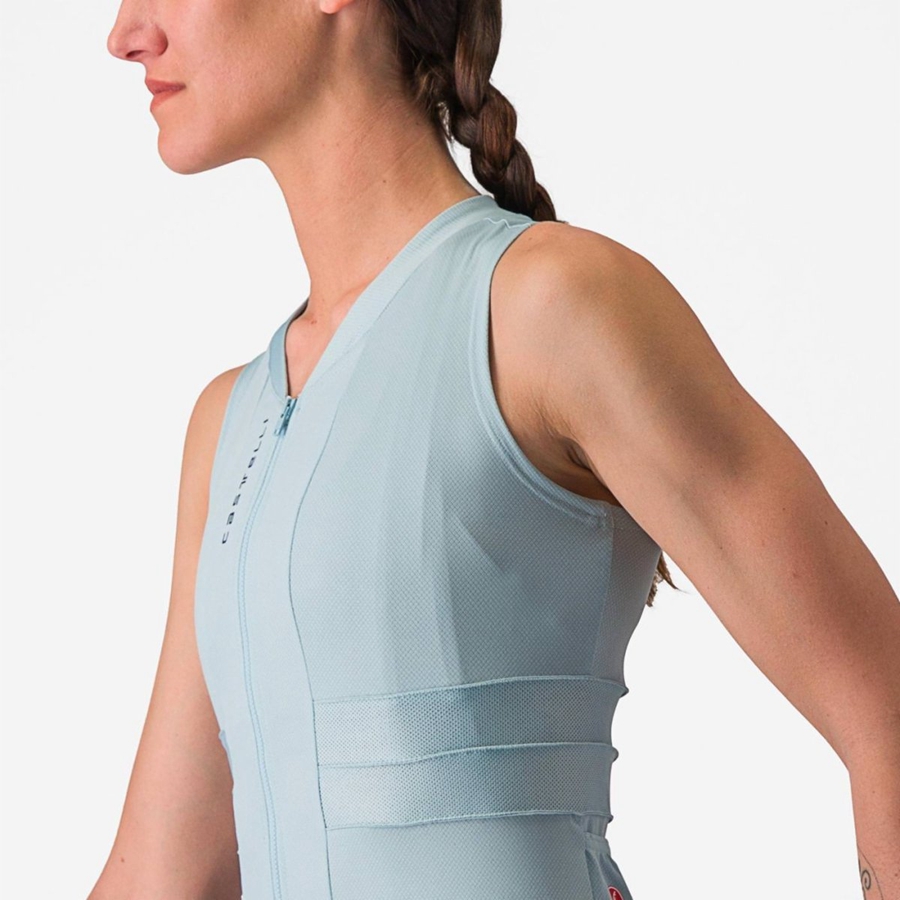 Castelli ANIMA 4 SLEEVELESS Jersey Dame Blå Mørkegrå Blå | DRNHICU-06