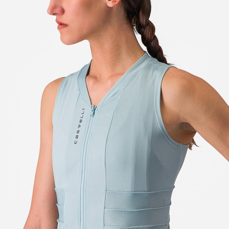 Castelli ANIMA 4 SLEEVELESS Jersey Dame Blå Mørkegrå Blå | DRNHICU-06