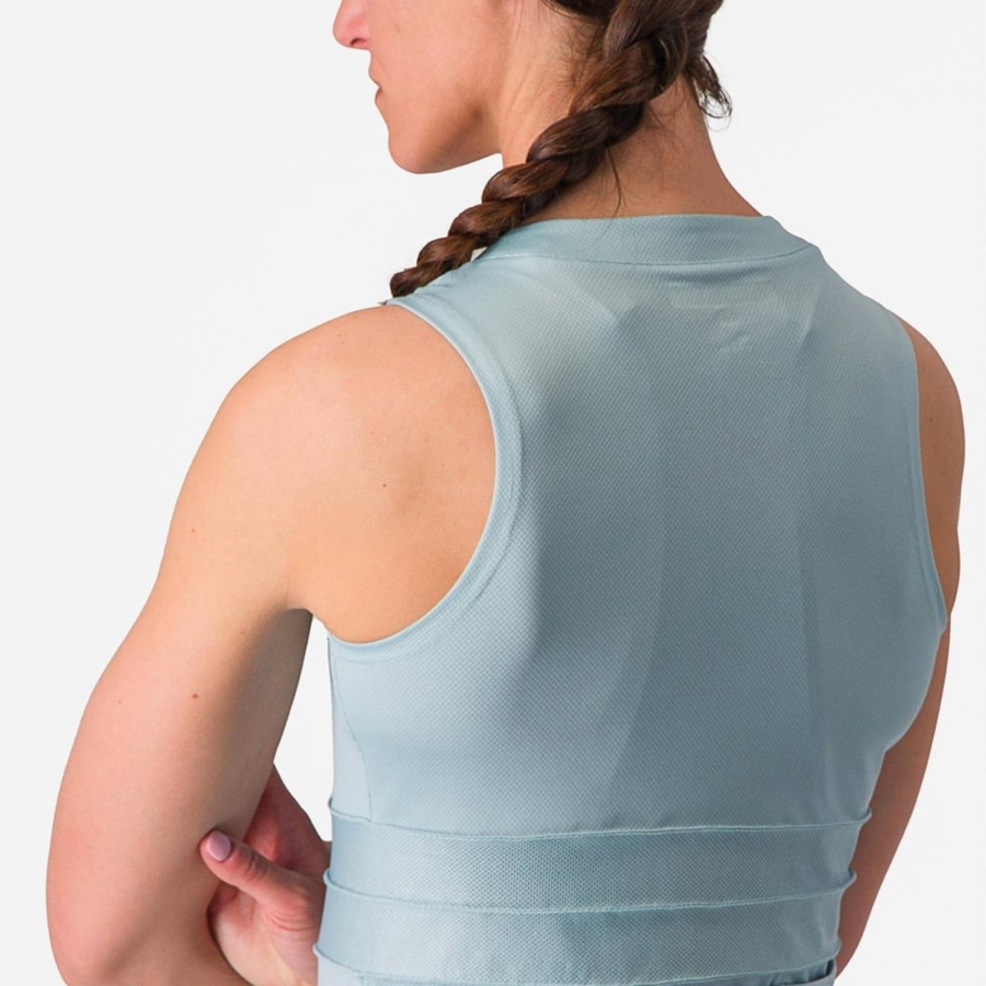 Castelli ANIMA 4 SLEEVELESS Jersey Dame Blå Mørkegrå Blå | DRNHICU-06