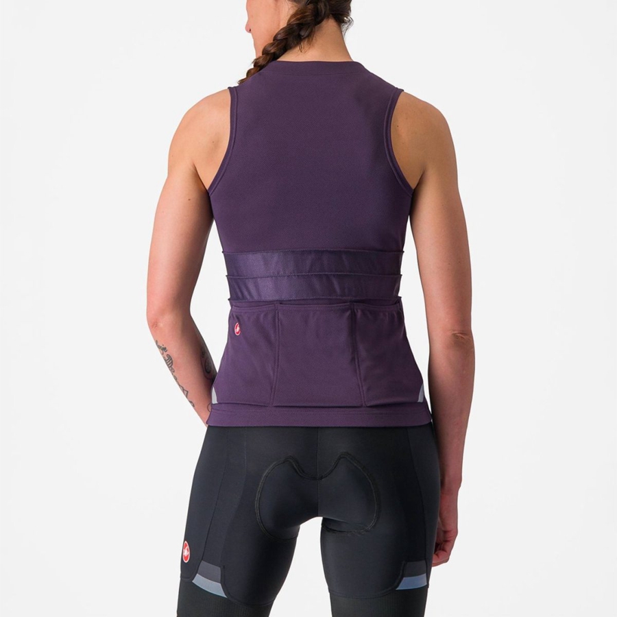 Castelli ANIMA 4 SLEEVELESS Jersey Dame Lilla Hvide | CASMTHX-01