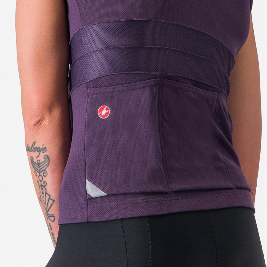 Castelli ANIMA 4 SLEEVELESS Jersey Dame Lilla Hvide | CASMTHX-01