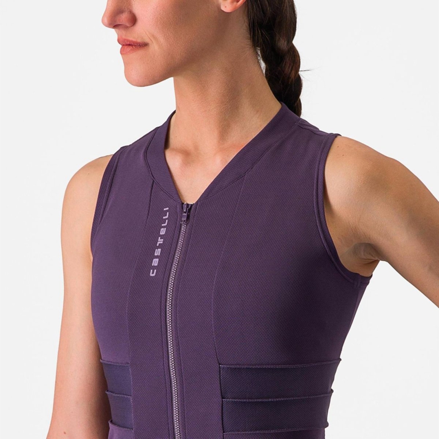 Castelli ANIMA 4 SLEEVELESS Jersey Dame Lilla Hvide | CASMTHX-01