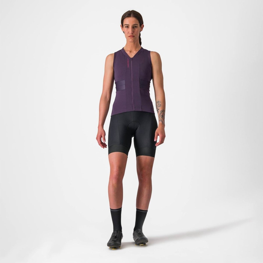 Castelli ANIMA 4 SLEEVELESS Jersey Dame Lilla Hvide | CASMTHX-01