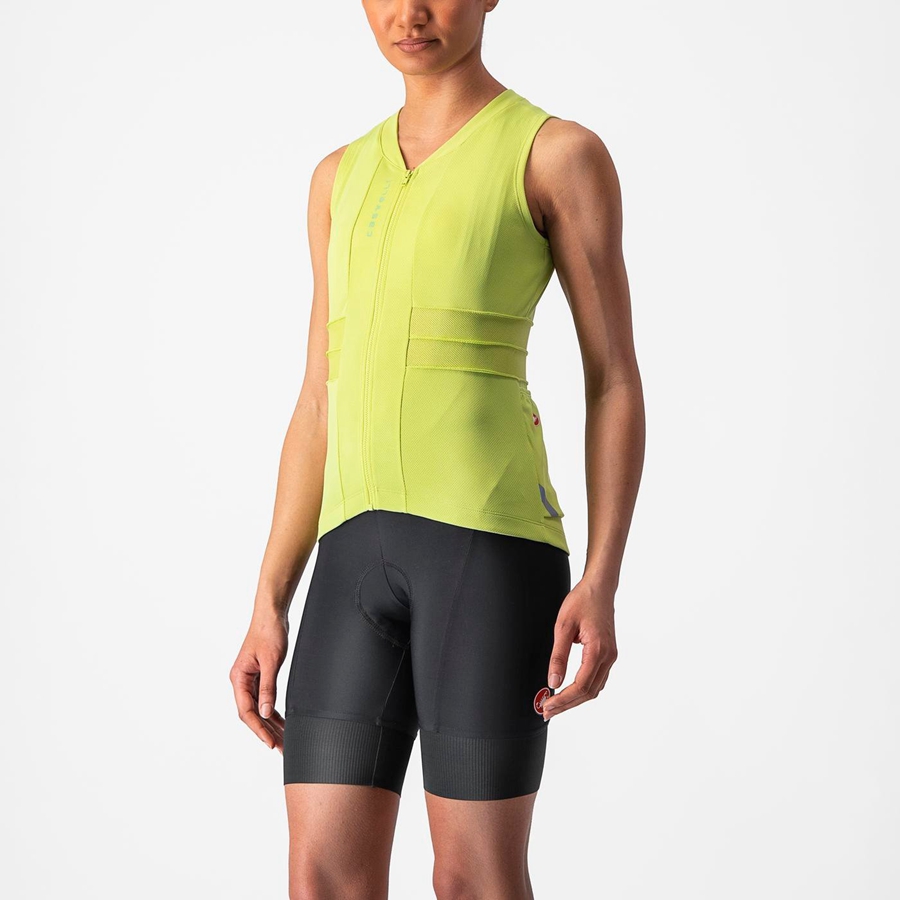 Castelli ANIMA 4 SLEEVELESS Jersey Dame Lysegrøn | FIJWGVX-35