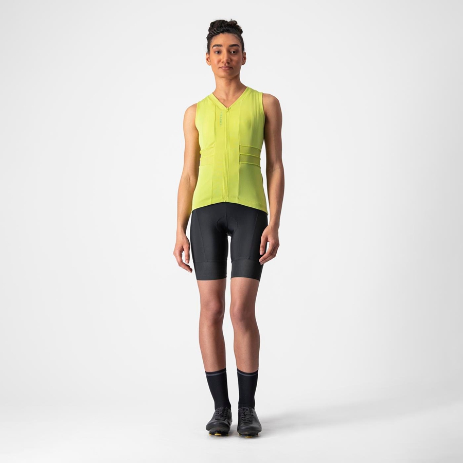 Castelli ANIMA 4 SLEEVELESS Jersey Dame Lysegrøn | FIJWGVX-35