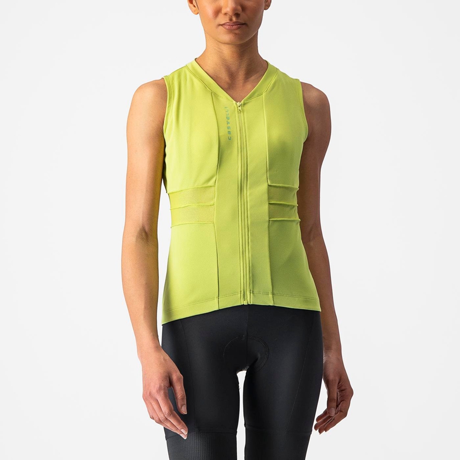 Castelli ANIMA 4 SLEEVELESS Jersey Dame Lysegrøn | FIJWGVX-35