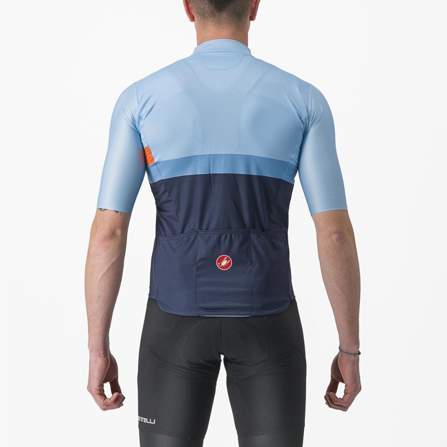 Castelli A BLOCCO Jersey Herre Blå Dyb Rød Orange | NYEVGTX-42