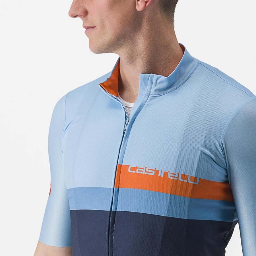 Castelli A BLOCCO Jersey Herre Blå Dyb Rød Orange | NYEVGTX-42