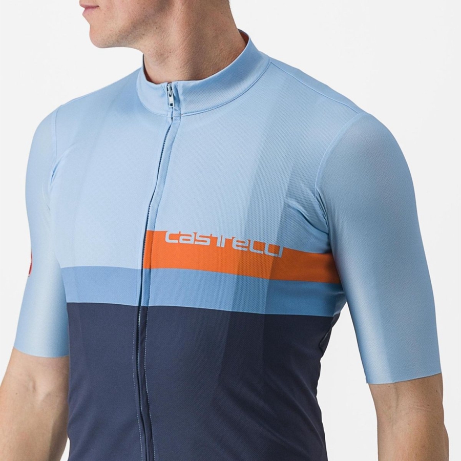 Castelli A BLOCCO Jersey Herre Blå Dyb Rød Orange | NYEVGTX-42