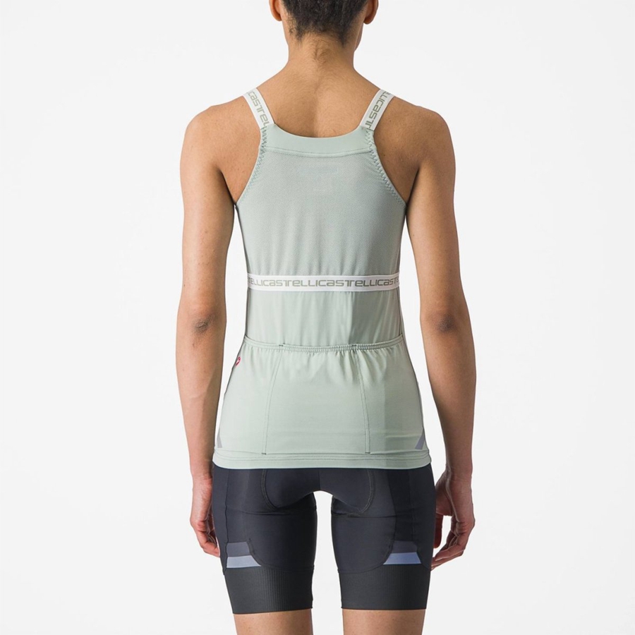 Castelli BAVETTE TOP Jersey Dame Grøn Hvide | CDMIOAZ-25