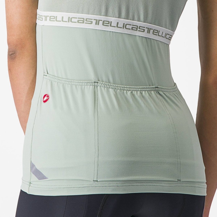 Castelli BAVETTE TOP Jersey Dame Grøn Hvide | CDMIOAZ-25