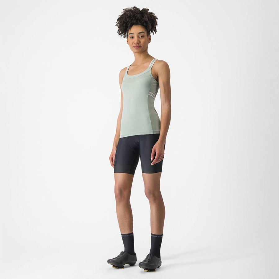 Castelli BAVETTE TOP Jersey Dame Grøn Hvide | CDMIOAZ-25